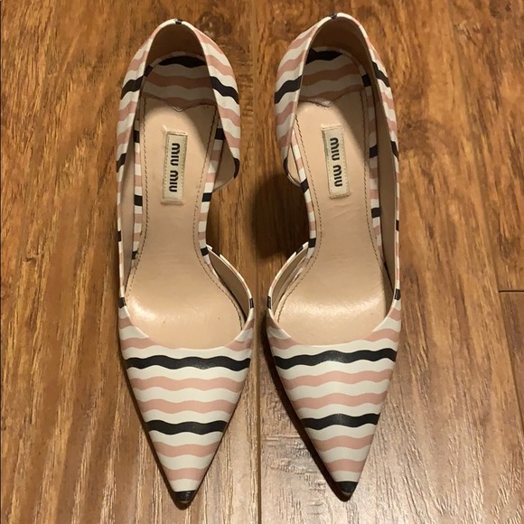 Miu Miu d'orsay pump - Pink | White | Black Stripe - Picture 2 of 8